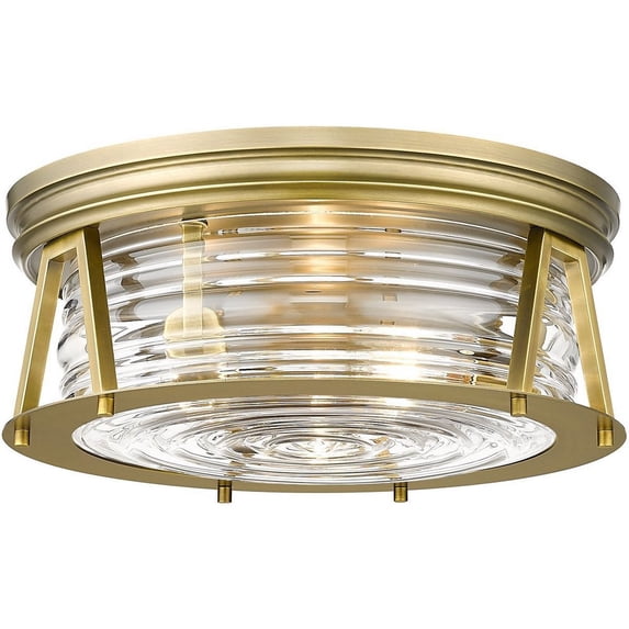 3 Light Flush Mount In Transitional Style-6.5 Inches Tall And 16 Inches Wide-Rubbed Brass Finish Z-Lite 491F3-Rb
