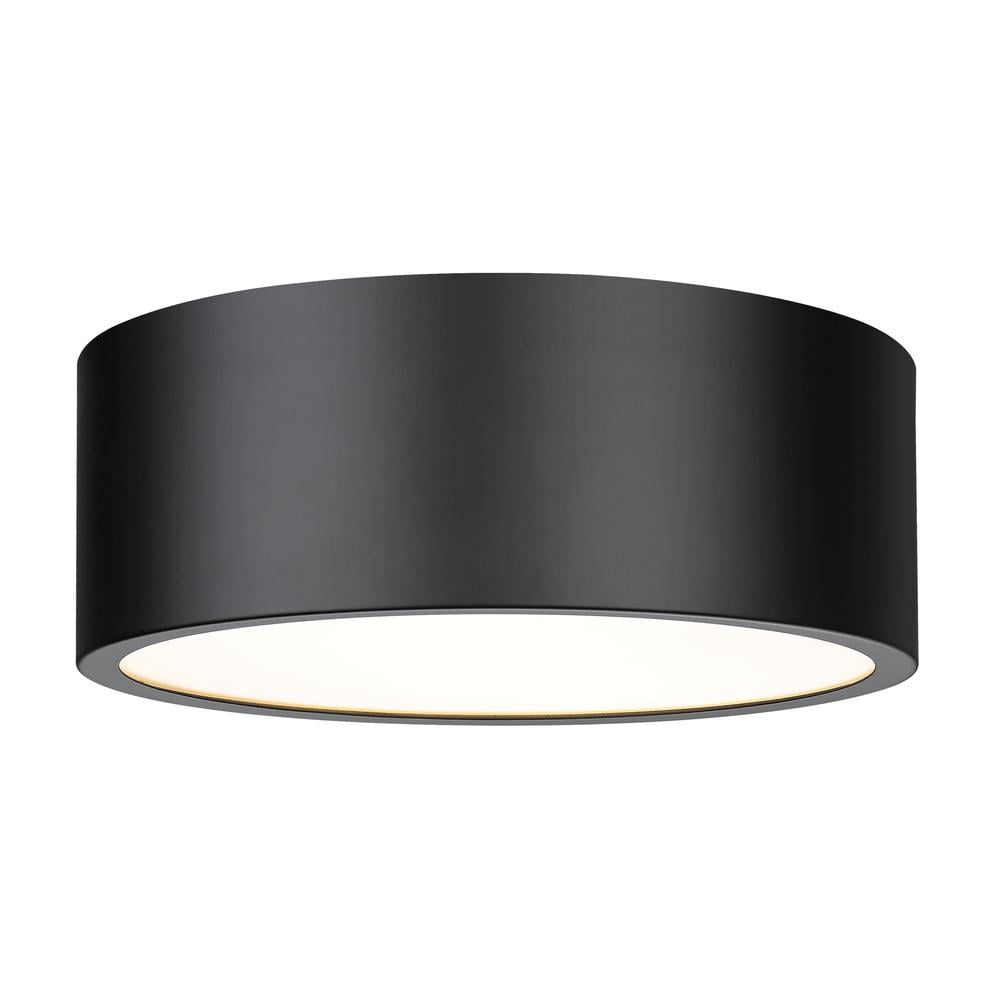 Harley Modern Matte Black Steel Drum Flush Mount Light