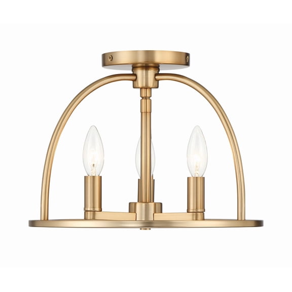 ABB-3003-VG_CEILING Crystorama Lighting Abbott - 3 Light Flush Mount-Vibrant Gold Finish