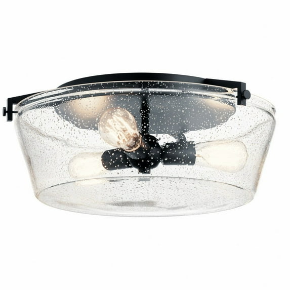 45299BK Kichler Lighting Alton - 3 light Flush Mount - with Vintage Industrial inspirations - 7.5 inches tall by 18.5 inches wide-Black Finish