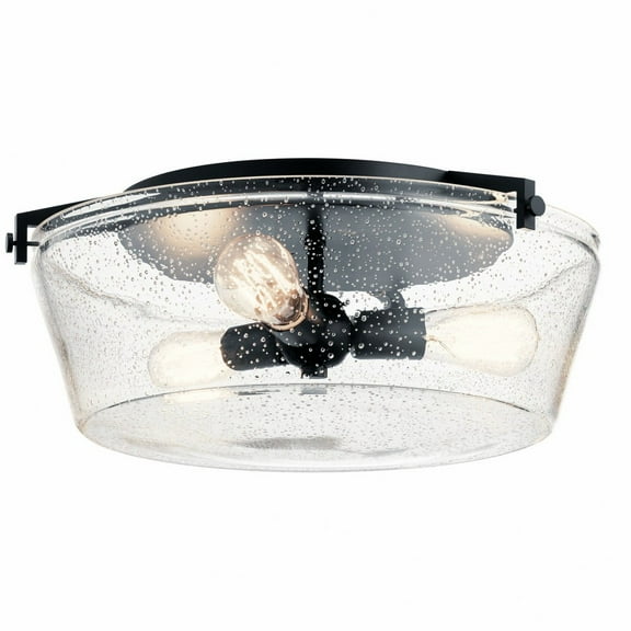 45299BK Kichler Lighting Alton - 3 light Flush Mount - with Vintage Industrial inspirations - 7.5 inches tall by 18.5 inches wide-Black Finish