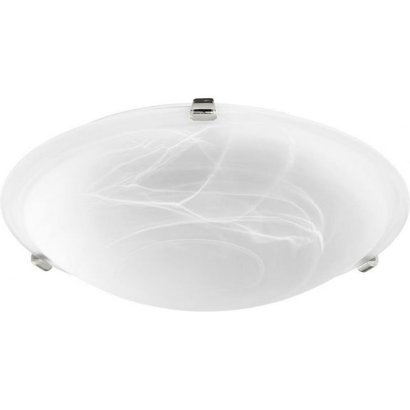 3 Light Flush Mount in Bailey Street Home Home Collection Style 16 inches Wide By 4.75 inches High-Polished Nickel Finish-Fau Alabaster Glass Color