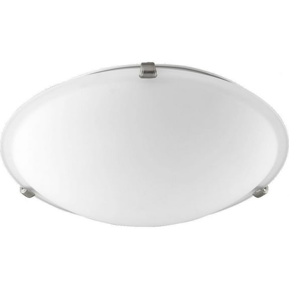 3 Light Flush Mount in Bailey Street Home Home Collection Style 16 inches Wide By 4.75 inches High-Satin Nickel Finish-Satin Opal Glass Color Bailey