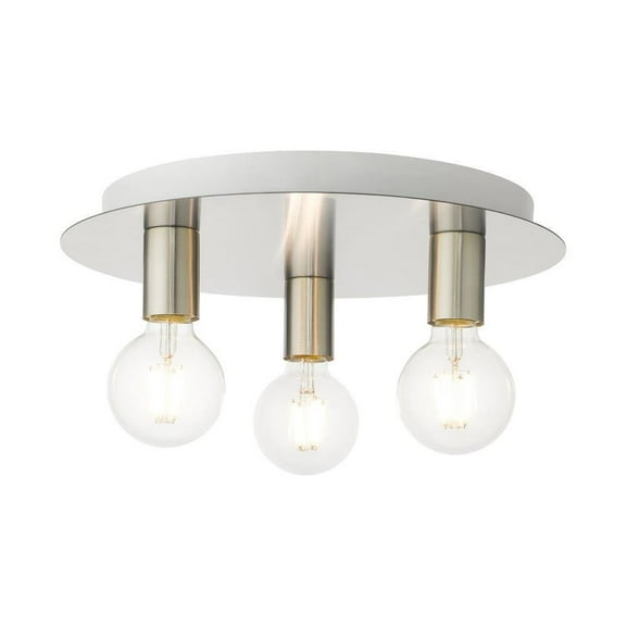 3 Light Flush Mount in Contemporary Style 14 inches Wide By 3.63 inches High-Brushed Nickel Finish Bailey Street Home 218-Bel-4363034