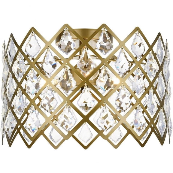 3 Light Flush Mount in Contemporary Style-9 inches Tall and 13 inches Wide-Brass Finish Bailey Street Home 390-Bel-5047055