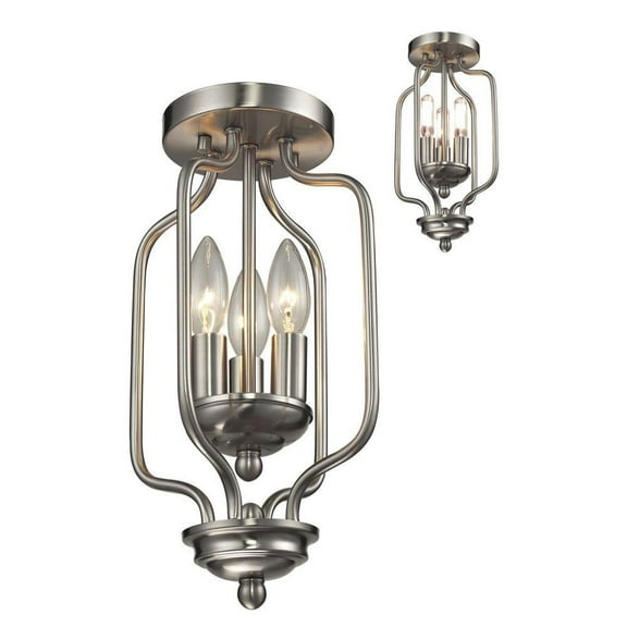 3 Light Flush Mount in Fusion Style 13 inches Wide By 6.75 inches High-Brushed Nickel Finish-No Glass Glass Color Bailey Street Home 372-Bel-1809576