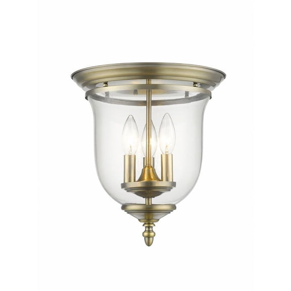 3 Light Flush Mount in Traditional Style 11.5 inches Wide By 12.5 inches High-Antique Brass Finish Bailey Street Home 218-Bel-1260952