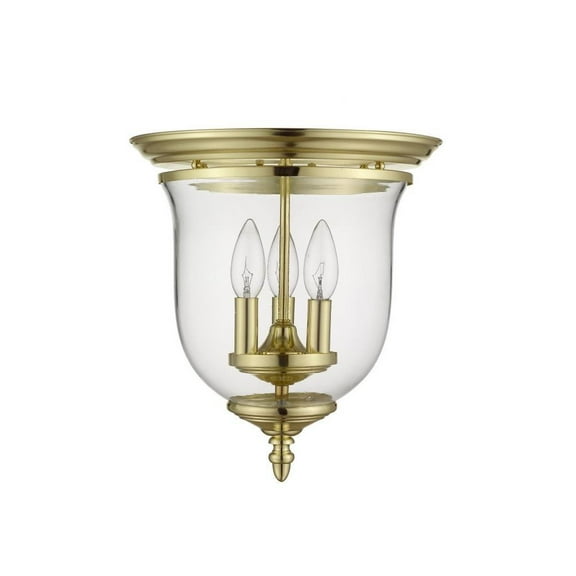 3 Light Flush Mount in Traditional Style 11.5 inches Wide By 12.5 inches High-Polished Brass Finish Bailey Street Home 218-Bel-1653626