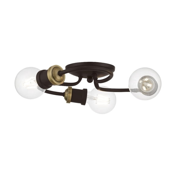 3 Light Flush Mount in Transitional Style-4.63 inches Tall and 13 inches Wide-Bronze/Antique Brass Finish Bailey Street Home 218-Bel-4829126