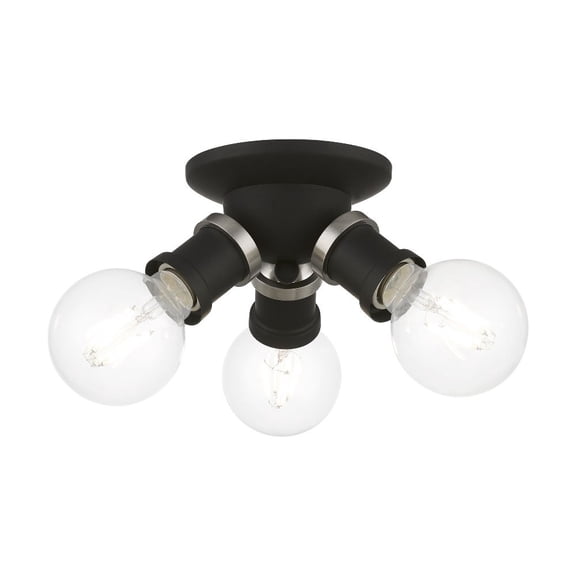 3 Light Flush Mount in Transitional Style-4 inches Tall and 7 inches Wide-Black/Brushed Nickel Finish Bailey Street Home 218-Bel-4829258