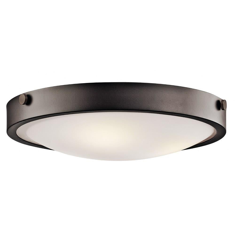 Olde Bronze and White Glass 20.5" Flush Mount Ceiling Light