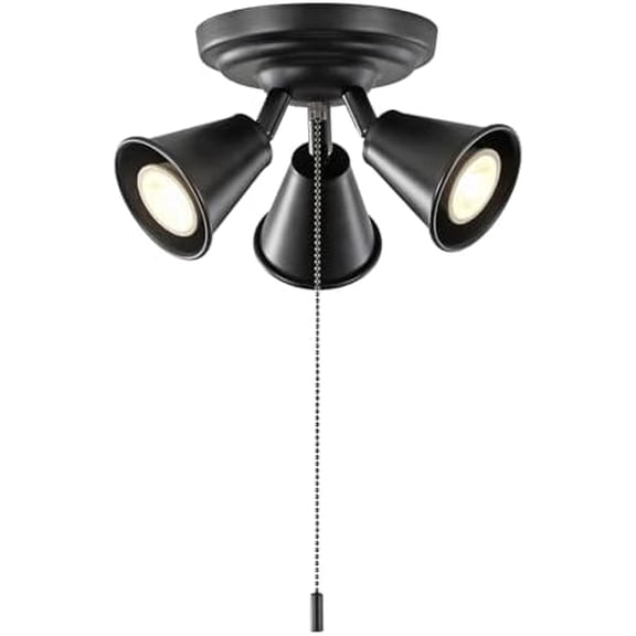 3-Light GU10 Ceiling Light with Pull Chain Industrial Adjustable Track Light Fixture with 3 Rotatable Heads,Black Pull Chain Light fixture for Dining Room, Living Room, Bedroom, Kitchen, Hallway