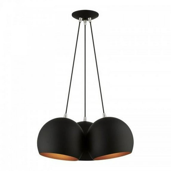 3 Light Globe Pendant in Transitional Style-15 inches Tall and 21.5 inches Wide-Black/Brushed Nickel Finish Bailey Street Home 218-Bel-4615553