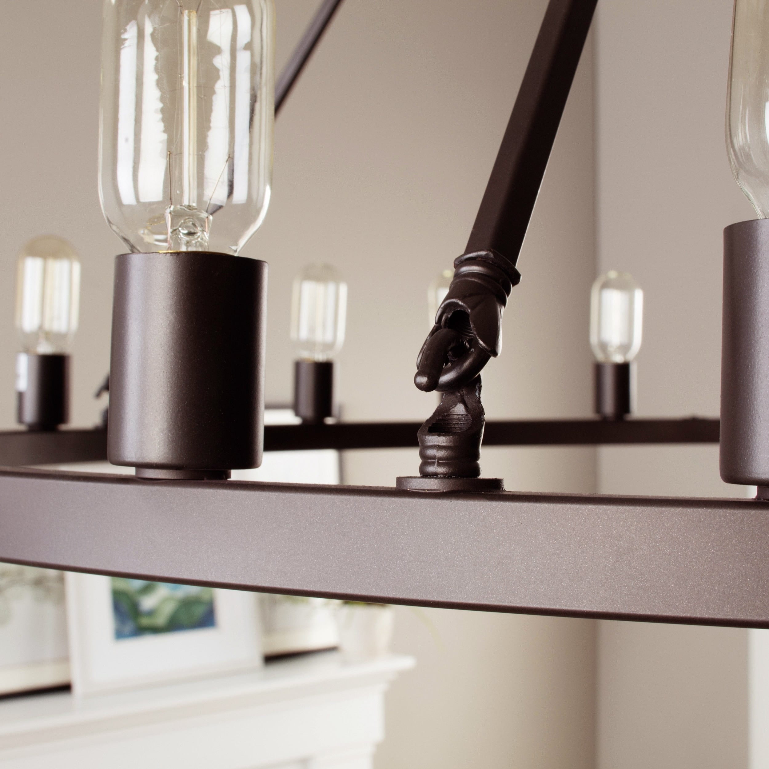 48-Inch Oil Rubbed Bronze Wagon Wheel Chandelier with Crystal Accents