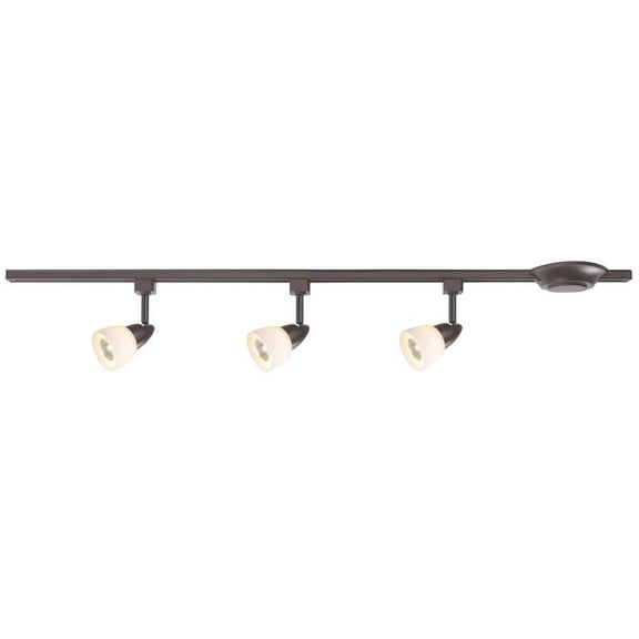3-Light Hammered Antique Bronze Metal Shade Linear Track Lighting Kit