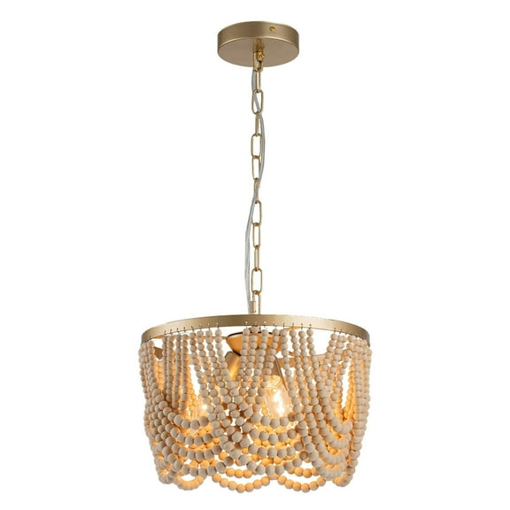 Sefinn Four 3-Light Beaded Bohemian Antique Brass Corded Electric Chandelier