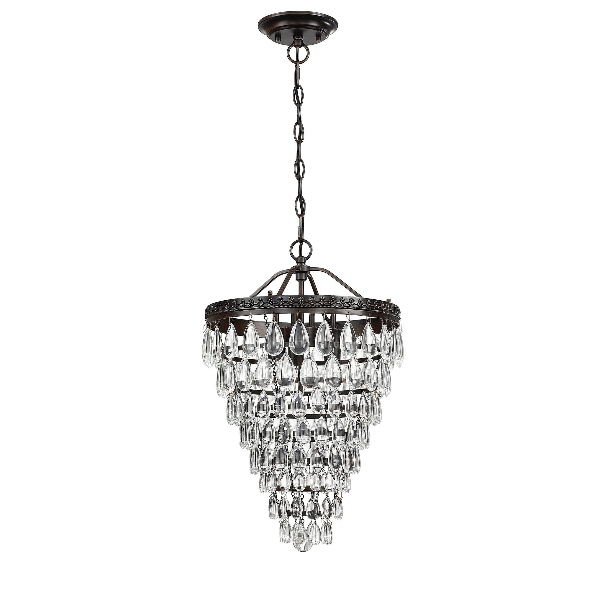 Black Crystal Tiered Pendant Chandelier with Glass Accents