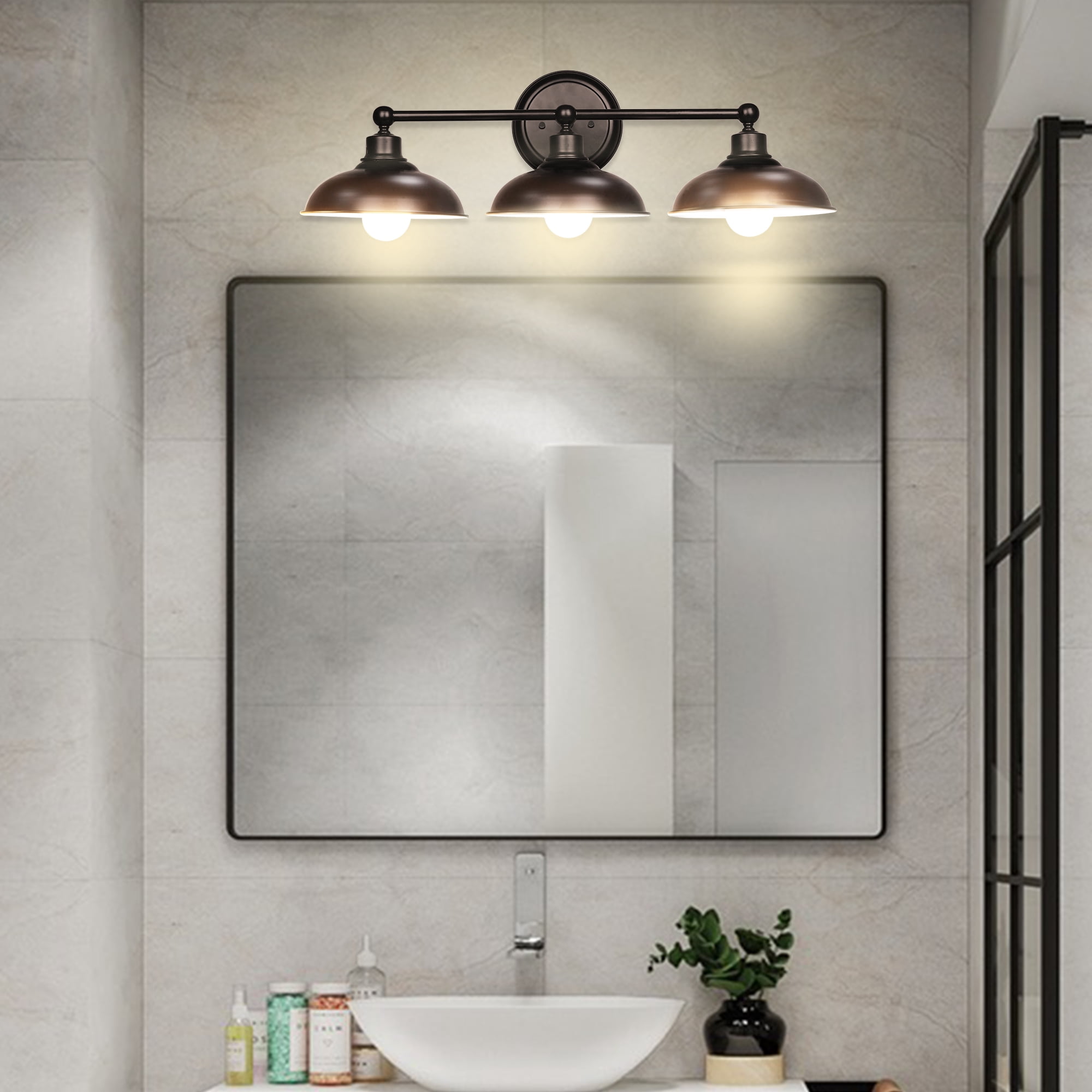 3-Light Industrial Bathroom Vanity Light, Industrial Wall Sconce ...
