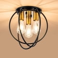 thumbnail image 1 of 3 Light Industrial Ceiling Light Black Gold Semi Flush Mount Lights Close to Ceiling Light Fixtures,cage design Farmhouse Ceiling Lighting for Kitchen Bedroom Bathroom Foyer Hallway (E26, 1Pack) C98, 1 of 3