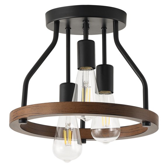 3-Light Industrial Metal Ceiling Light, Creative Farmhouse Ceiling Light Fixture for Kitchen Bedroom Dining Room Hallway