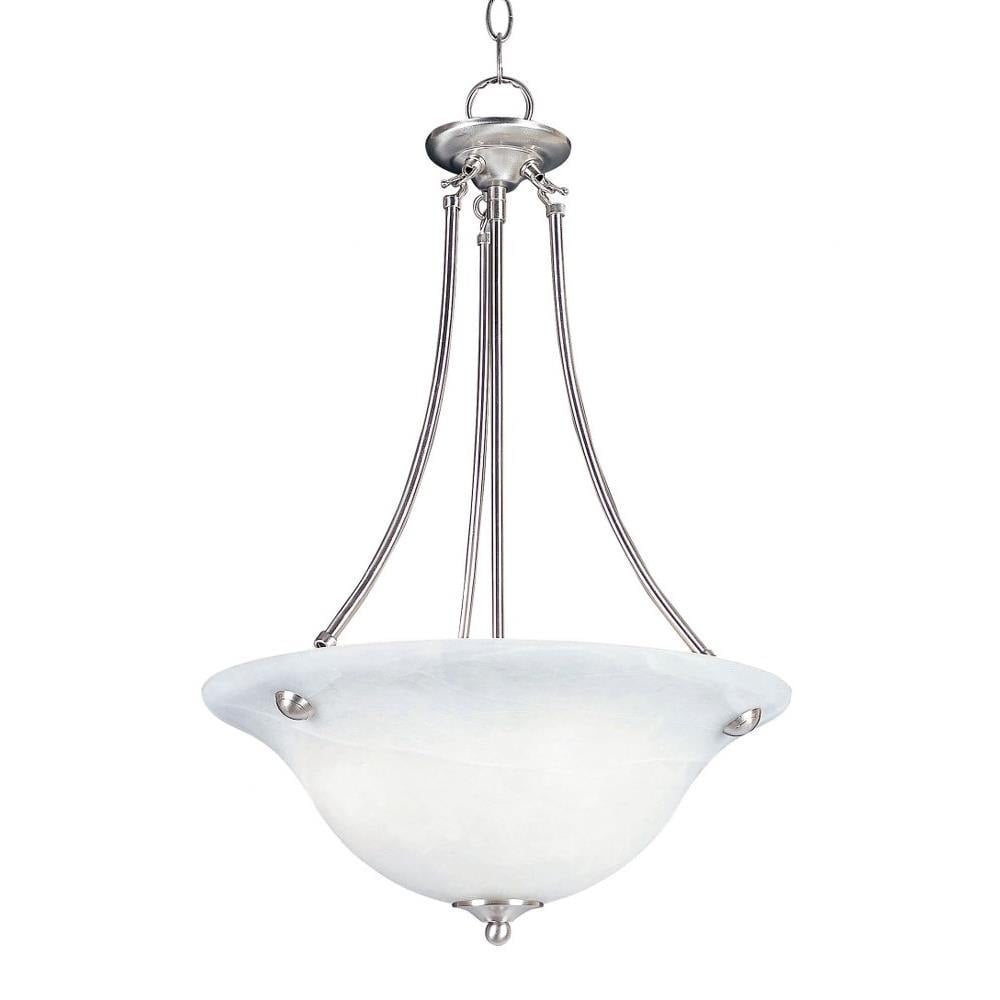Satin Nickel 3-Light Marble Glass Bowl Pendant