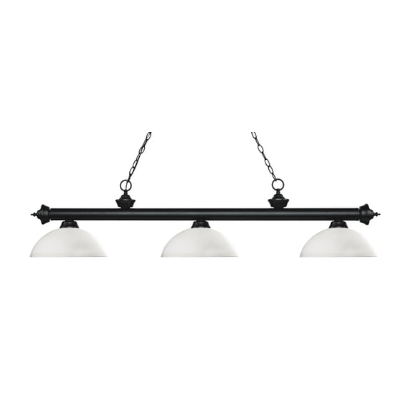 3 Light Island/Billiard In Craftsman Style 14 Inches Wide By 12.75 Inches High-Matte Black Finish-Matte Opal Glass Color Z-Lite 200-3Mb-Dmo14