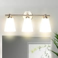 thumbnail image 1 of 3 Light LED Bath Bar Light, LED Mirror Front Make-up Vanity, Light Bathroom Lighting Fixture with Glass, Indoor Wall Lamp 3-Blub Brushed Nickel, 1 of 8