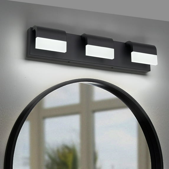 3-Light LED Vanity Light, 22 Inch, Dimmable and Reversible, Matte Black Modern