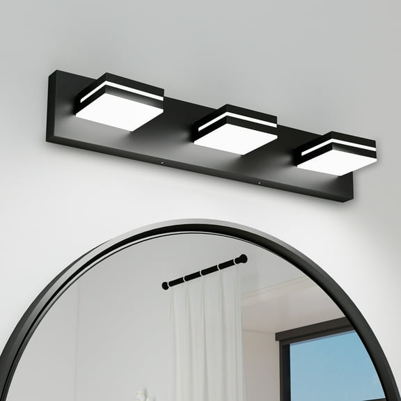 3-Light LED Vanity Light, 24-Inch Bathroom Wall Sconce with Rotatable Heads, Matte Black Finish Modern