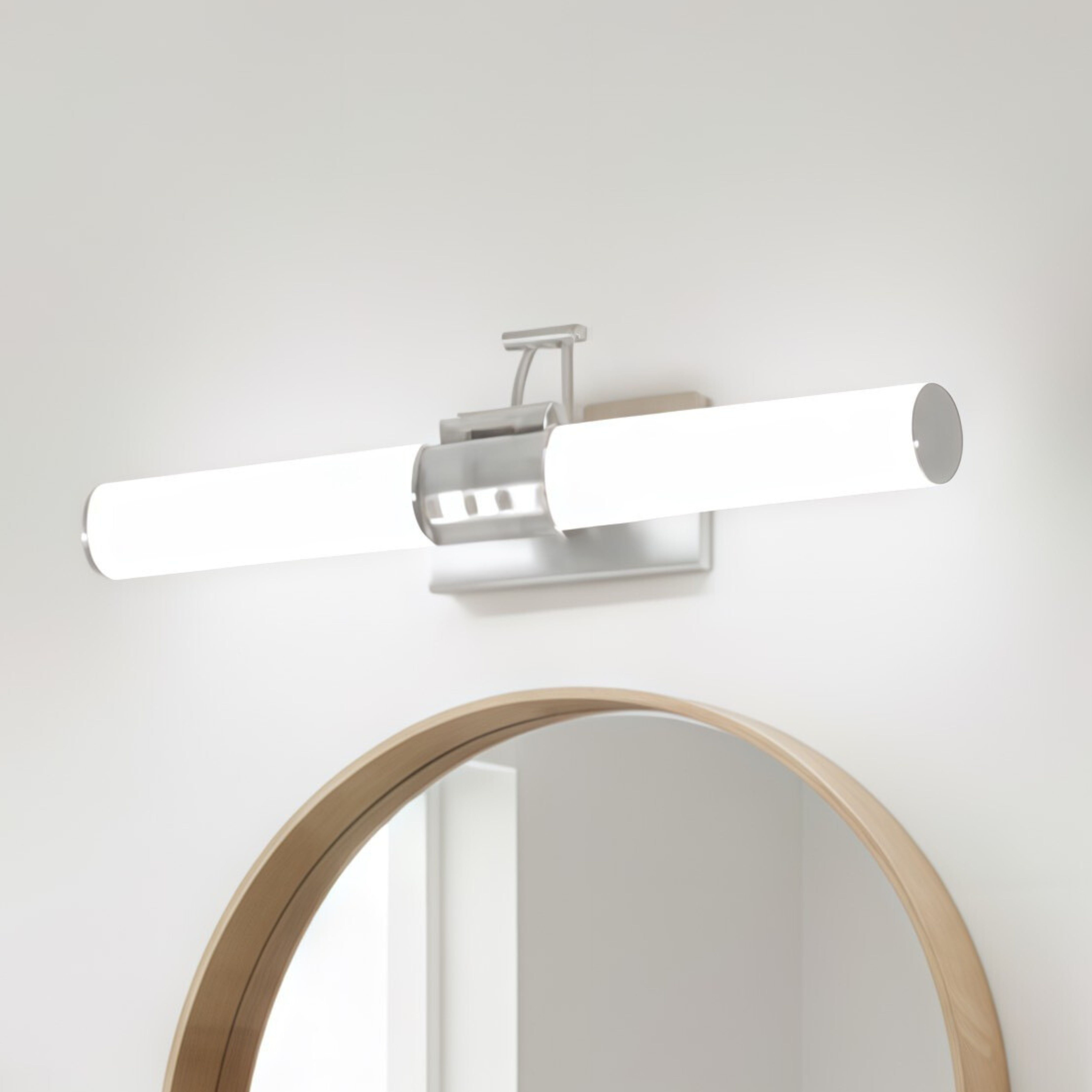 3-Light LED Vanity Light Bar for Bathroom and Makeup with 2CCT Selectable Dimmable Round Shade Brushed Nickel