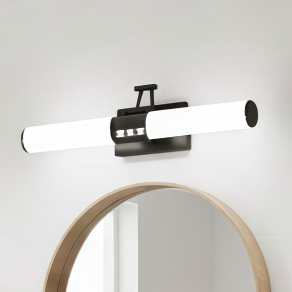 3-Light LED Vanity Light Bar for Bathroom and Makeup with 2CCT Selectable Dimmable Round Shade Matte Black