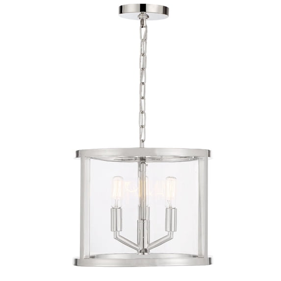 Devon 3 - Light Polished Nickel Contemporary Incandescent Steel Chandelier