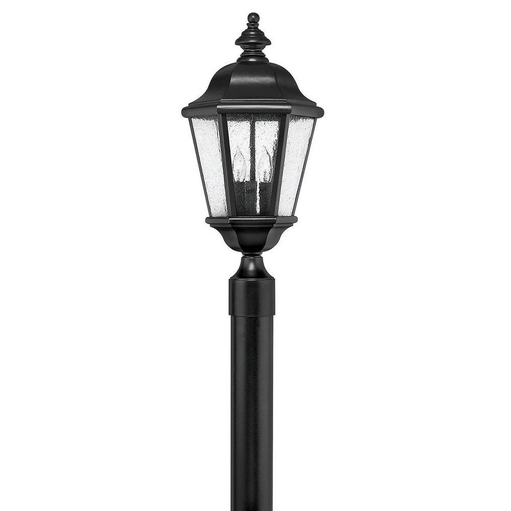 3-Light Large Outdoor Post Top or Pier Mount Lantern in Black with Clear Seedy Glass 10 inches W X 21.25 inches H-Black Finish-E26 Medium Vintage Lamp