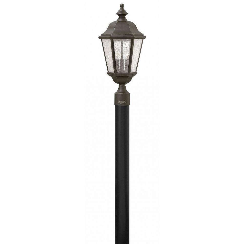 3-Light Large Outdoor Post Top or Pier Mount Lantern in Black with Clear Seedy Glass 10 inches W X 21.25 inches H-Oil Rubbed Bronze Finish-E12