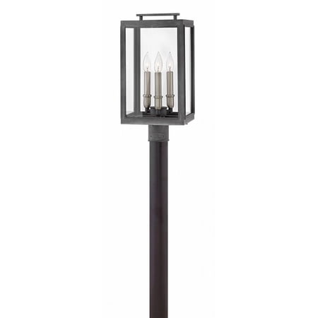 3 Light Large Outdoor Post Top or Pier Mount Lantern in Traditional Style 10 inches Wide By 20 inches High-Aged Zinc Finish-Incandescent Lamping Type