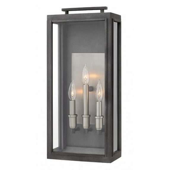 3 Light Large Outdoor Wall Lantern in Traditional Style 10 inches Wide By 22 inches High-Aged Zinc Finish-Incandescent Lamping Type Bailey Street Home