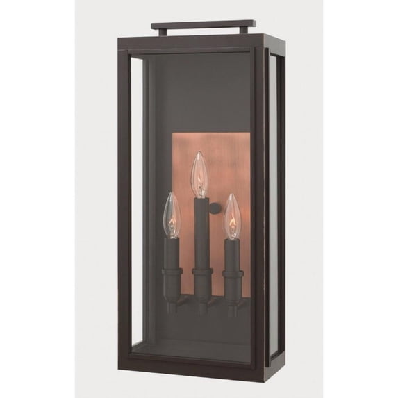 3 Light Large Outdoor Wall Lantern in Traditional Style 10 inches Wide By 22 inches High-Oil Rubbed Bronze Finish-Incandescent Lamping Type Bailey