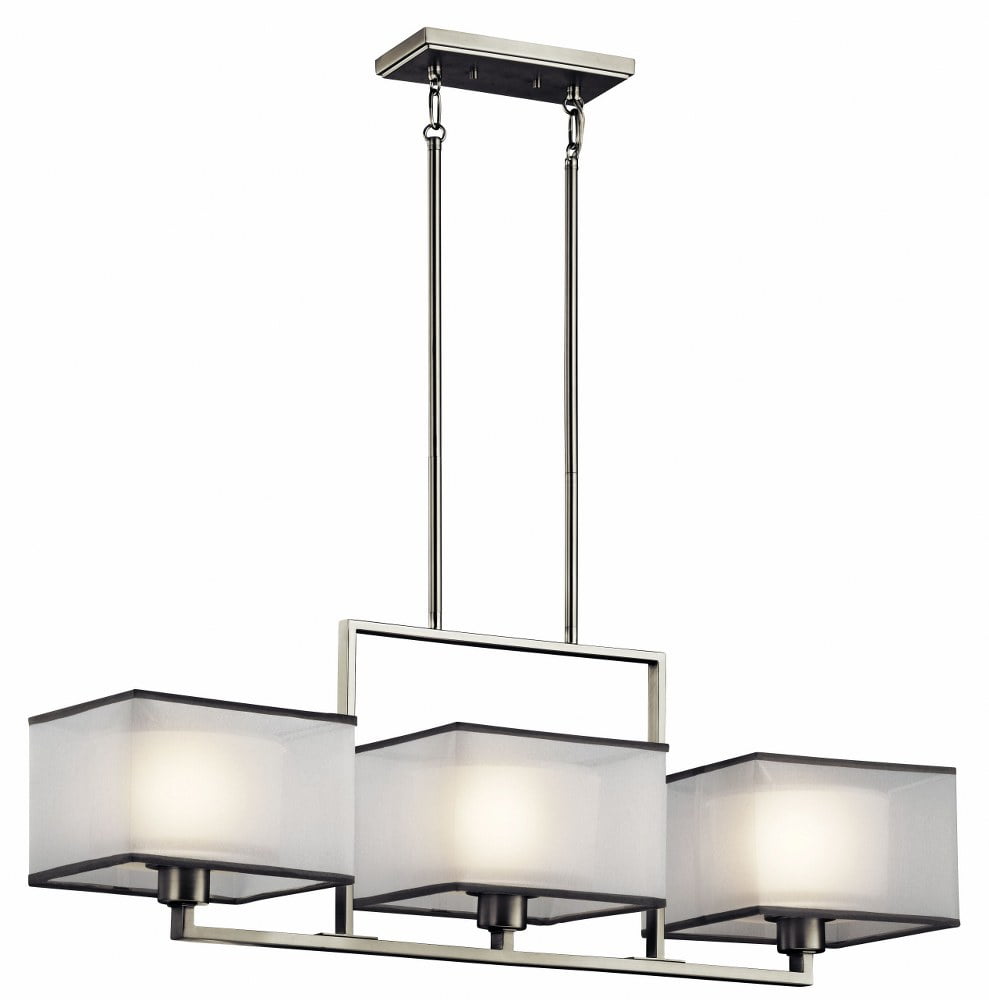Kailey 3-Light Brushed Nickel Linear Chandelier with Satin Etched Glass