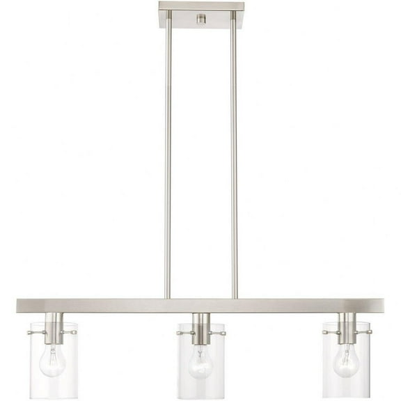 3 Light Linear Chandelier in Contemporary Style-14.5 inches Tall and 4.5 inches Wide-Brushed Nickel Finish Bailey Street Home 218-Bel-4829097