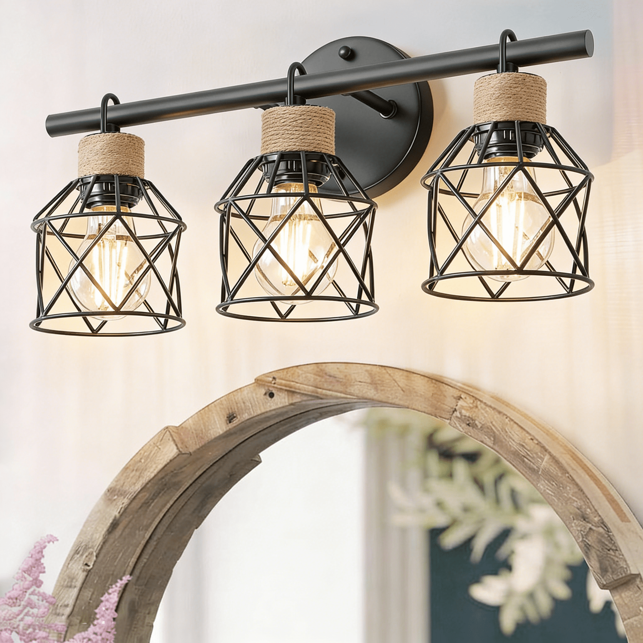 3-Light Matte Black Bathroom Vanity Light Bathroom Lighting Fixtures over Mirror with Metal Shade Modern Farmhouse Vanity Lights