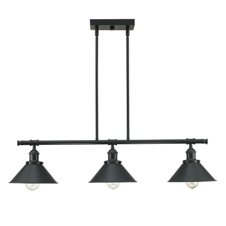 3-Light Matte Black Pendant Lighting for Kitchen Island Industrial Ceiling Mount Light Fixture for Dining Room, Living Room, Dining Table, Bars with Gold Painting Inside Finish