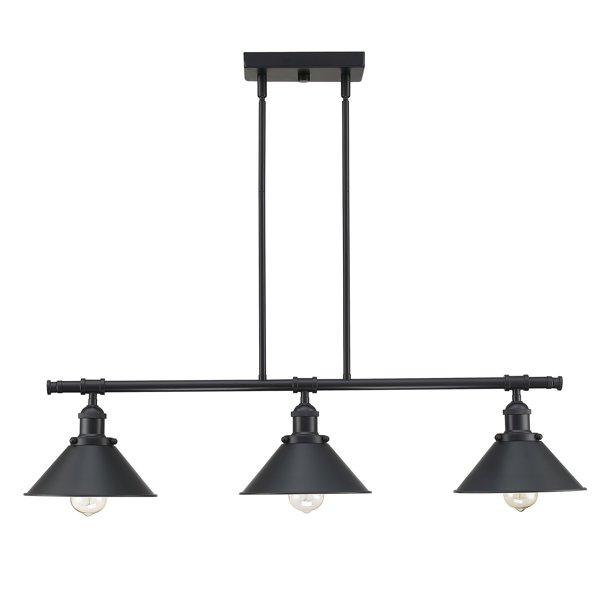 3Light Matte Black Pendant Lighting for Kitchen Island Industrial Ceiling Mount Light Fixture