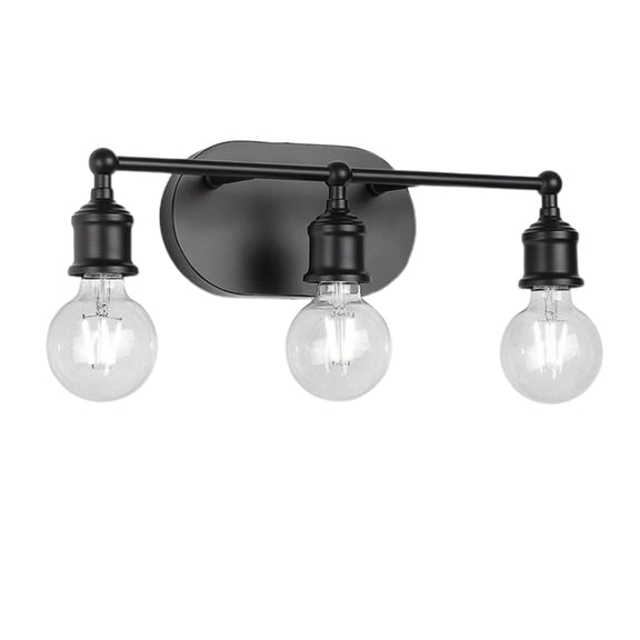 3-Light Matte Black Vanity Light Fixture, Industrial Wall Sconce with E26 Socket, Up/Down Mountable Bathroom Light (Bulb Not Included)