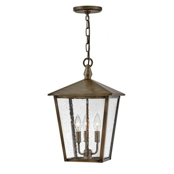 3 Light Medium Outdoor Hanging Lantern in Traditional Style 11 inches Wide By 17.75 inches High-Burnished Bronze Finish Bailey Street Home