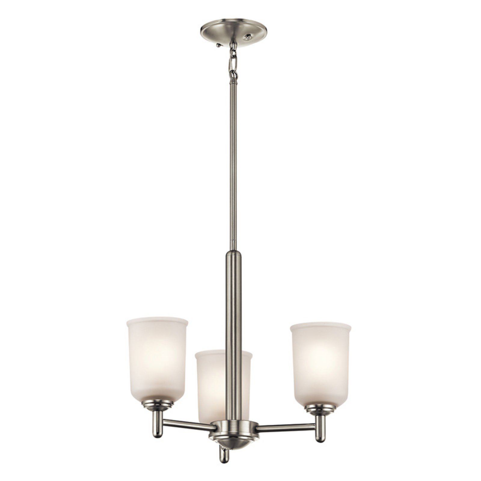 3 Light Mini Chandelier 17.5 Inches WideBrushed Nickel Finish