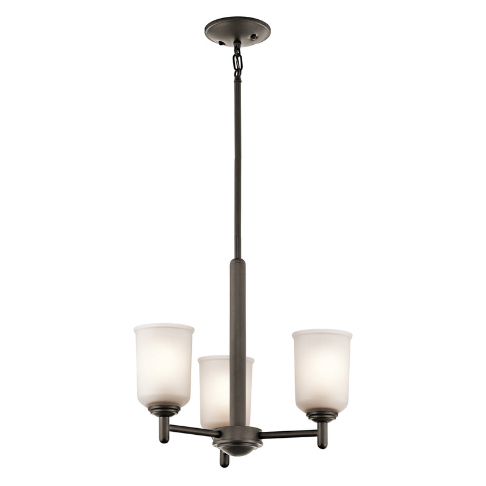 Transitional Olde Bronze Mini Chandelier with Satin Etched Glass