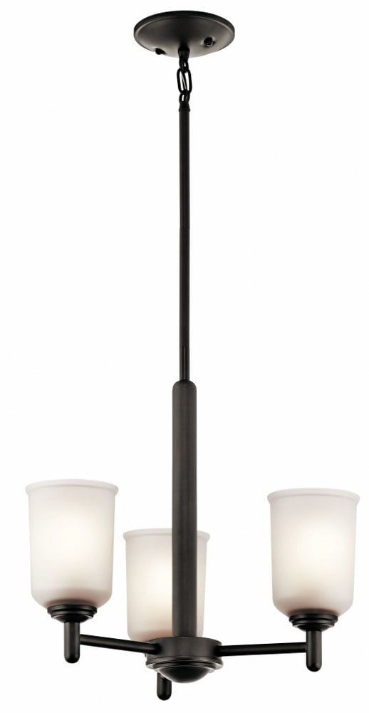 Transitional Olde Bronze Mini Chandelier with Satin Etched Glass