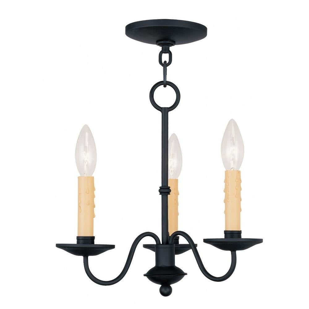 Elegant Black Mini Chandelier with Faux Candle Lights