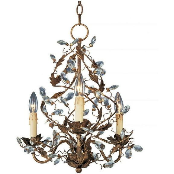 -3 Light Mini Chandelier in Leaf Style-18.5 inches Wide By 18 inches High-Etruscan Gold Finish Bailey Street Home 93-Bel-596960