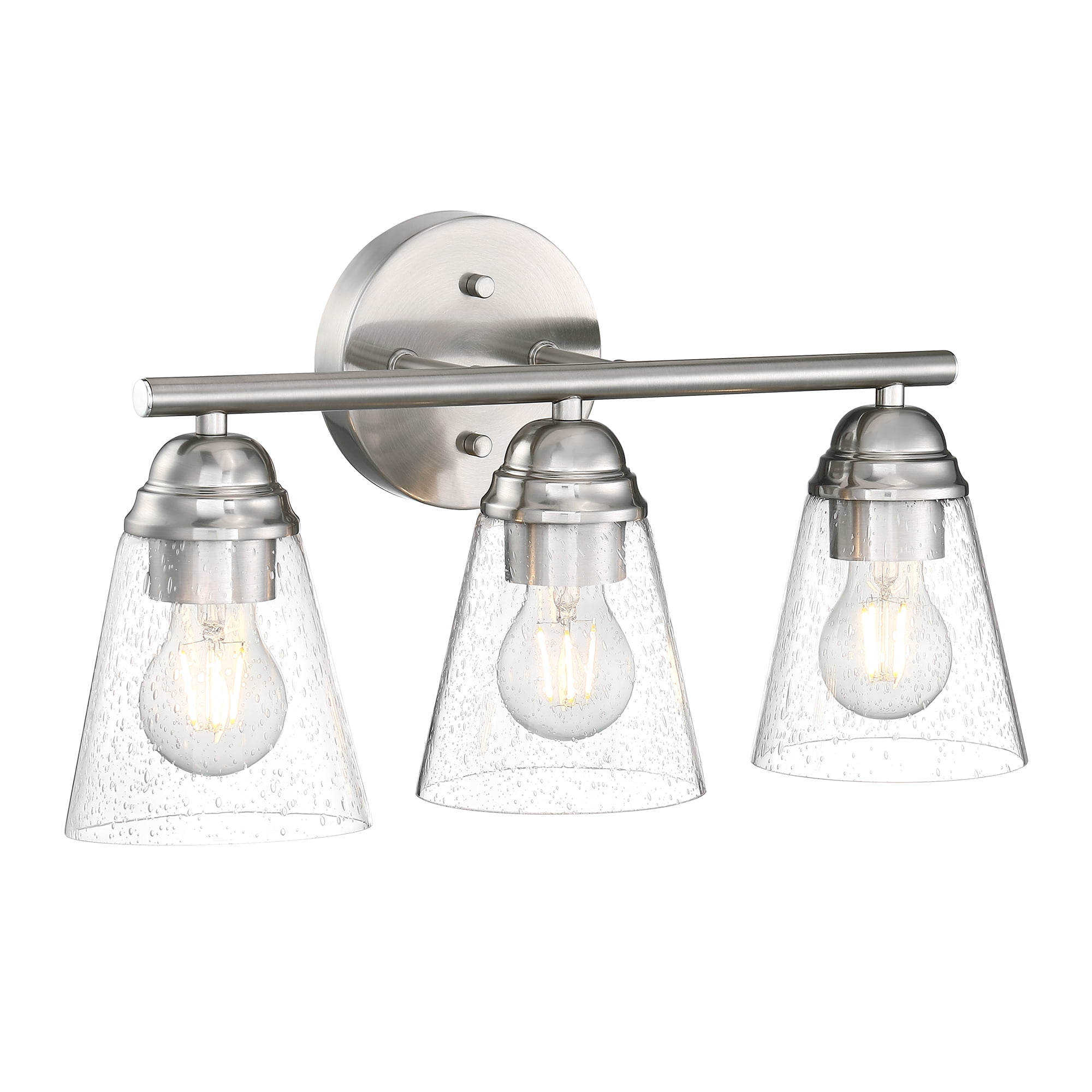 3-Light Modern Bathroom Light Fixtures Over Mirrors Brush Nickle Vanity ...